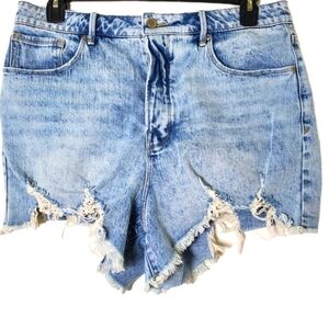 Good‎ American Women's Bombshell High Rise Distressed Cutoff Jean Shorts Jorts